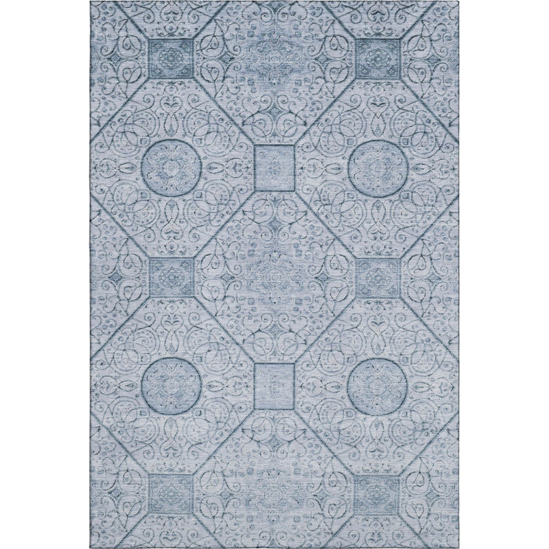 Premium Machine Washable Bucz AMF1748 Geometric Rug, Rectangle 5' x 7'6"