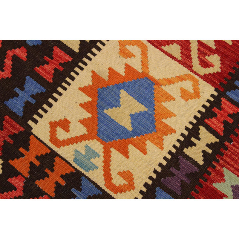 Tapis rouge / brun en laine noué à la main de style sud-ouest 8 pi 11 po x 10 pi 2 po Madiyah