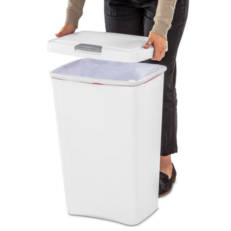 Sterilite 13 Gallon Touchtop Wastebasket With Titanium Latch, White (4 Pack)