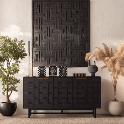 Armoire d'appoint vintage en bois massif
