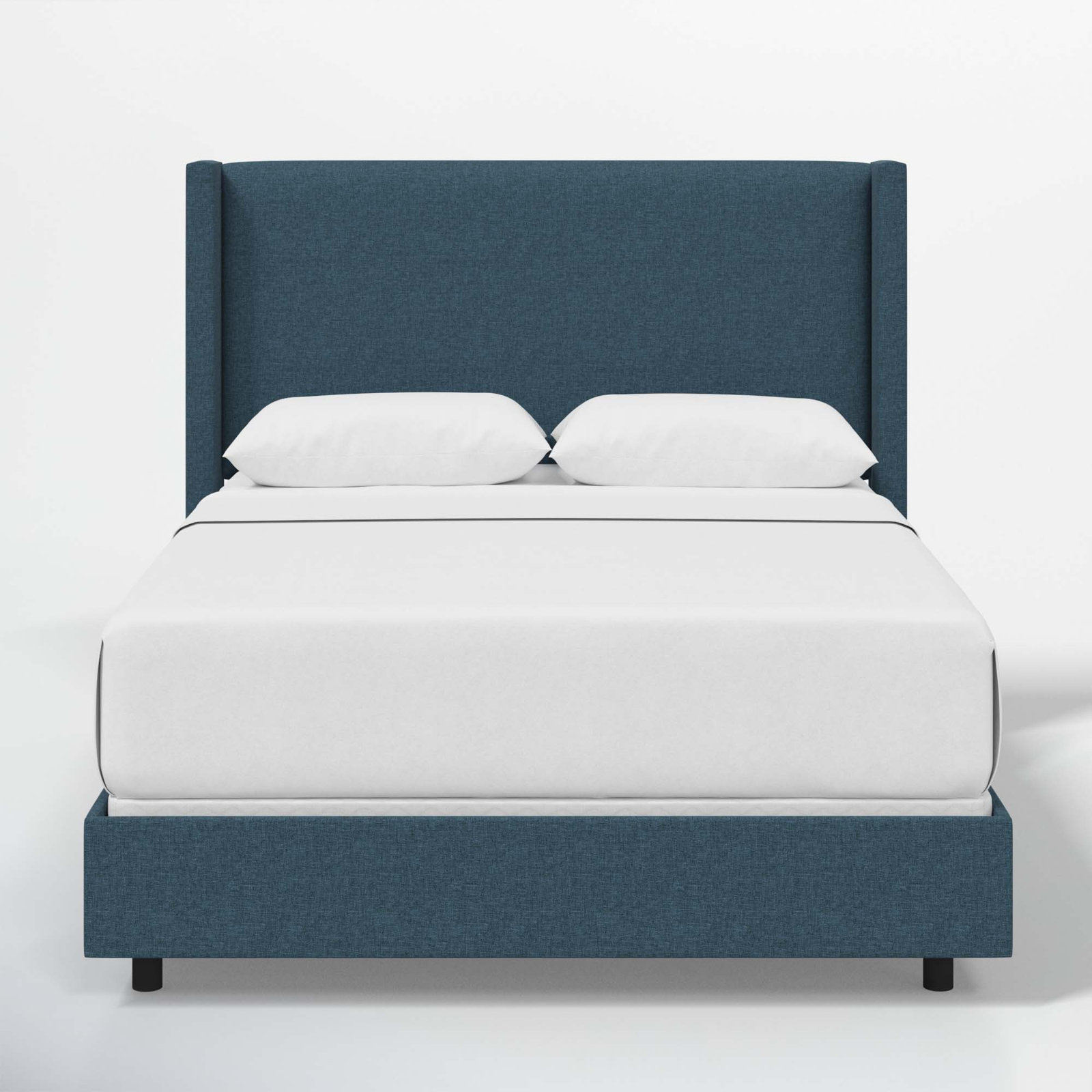 Hanson Upholstered Wingback Bed, Queen, Zuma Navy Textured Linen