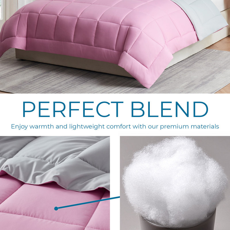 Twin Reversible Pink and Gray Microfiber Duvet