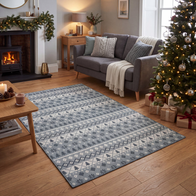 Tapis d'hiver Batman, motif géométrique moderne, bleu sarcelle, gris et blanc, antidérapant, à poils courts, pour l'intérieur et l'extérieur, adapté aux animaux domestiques, idéal pour le salon, la chambre, la salle à manger, l'entrée, le corridor ou le bureau. Tapis nordiques, style Fair Isle, lavable.