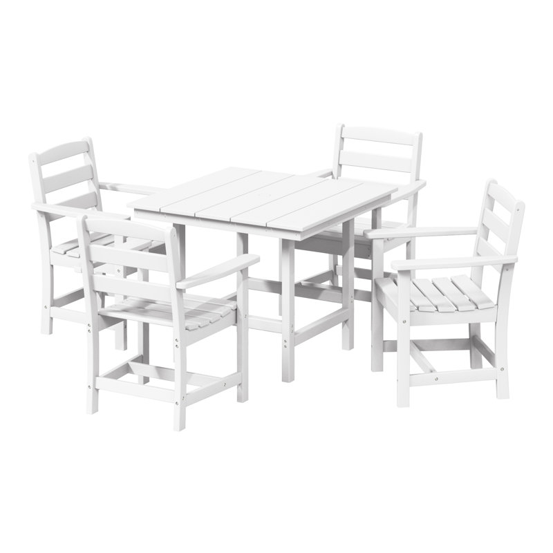 Ensemble de salle à manger 5 pièces avec accoudoirs, Blanc