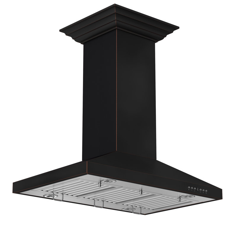 ZLINE 36 po Hotte pour îlot de cuisine convertible Designer Series, Bronze huilé, bronze