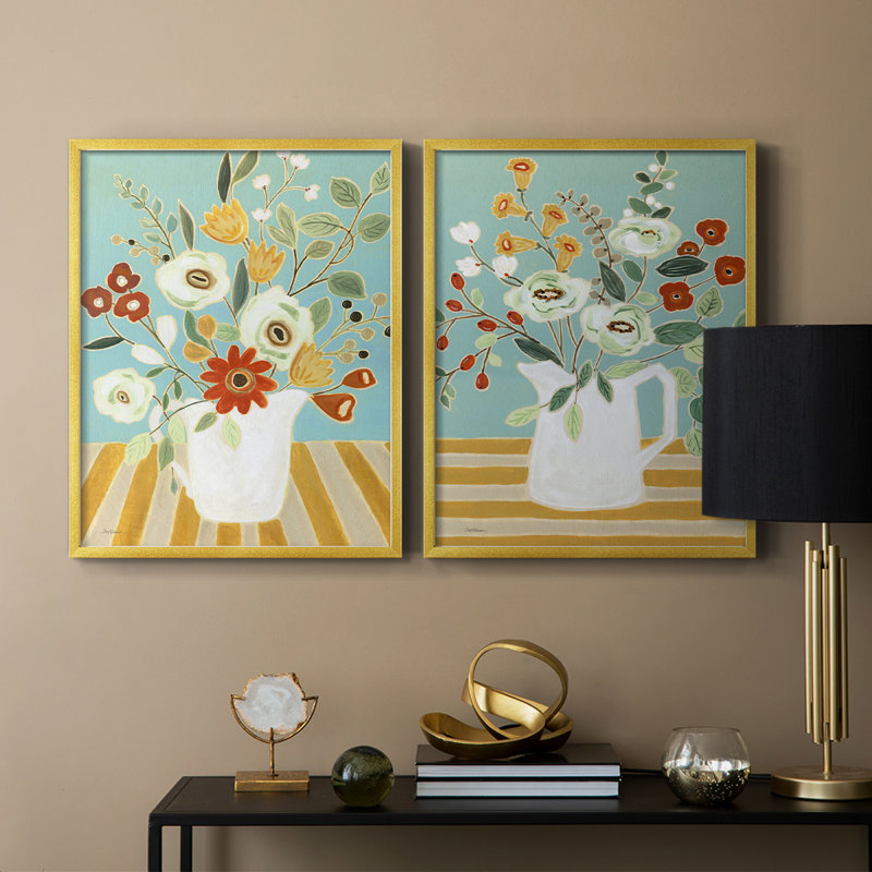 «Joyful Blossoms I», reproduction encadrée de qualité supérieure - prête à être accrochée - aucun clou requis - aucun clou requis