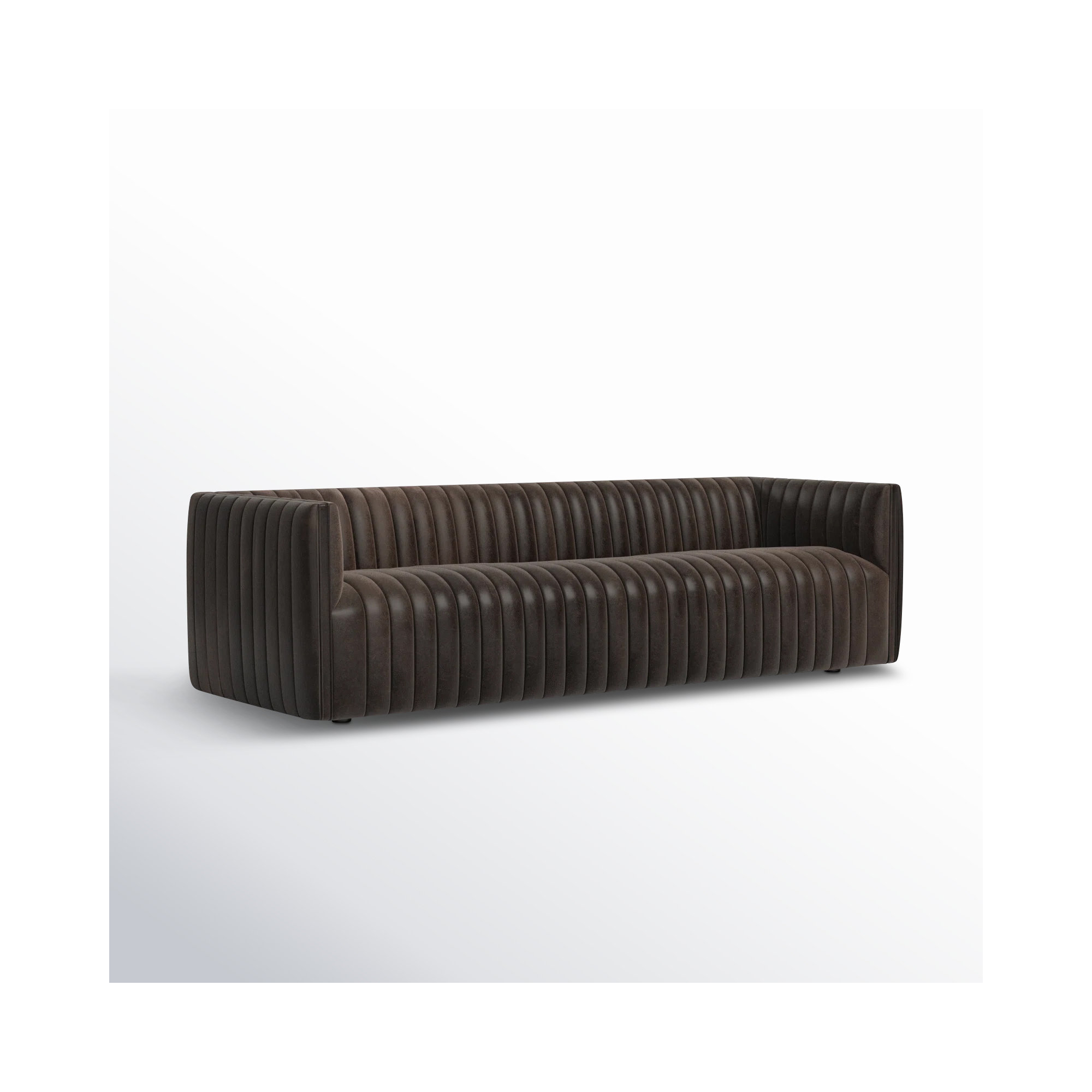 Brandt 97" Tuxedo Arm Sofa, Deacon Wolf Genuine Leather, 26.5" H x 97" W x 35" D