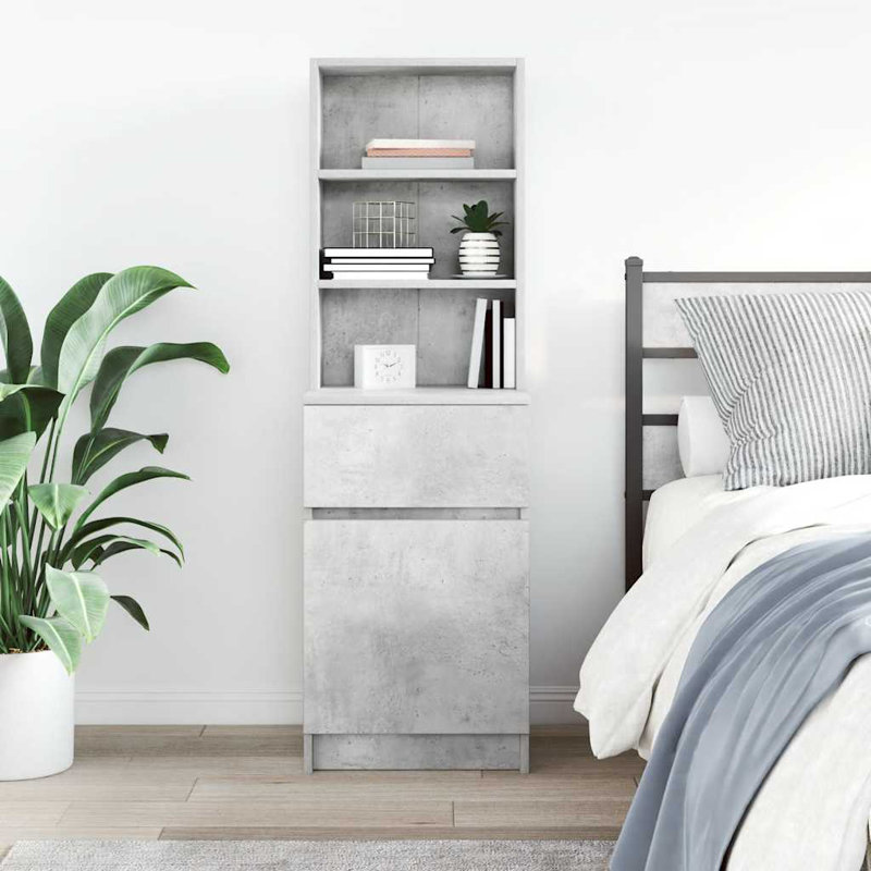 Bedside Cabinet 39X35x125 Cm Engineered Wood, Concrete Grey