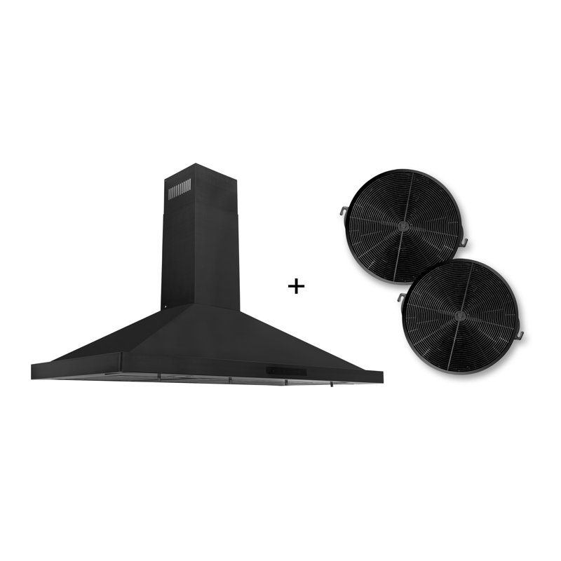 Hotte murale convertible 48 pouces 400 CFM en noir avec veilleuse