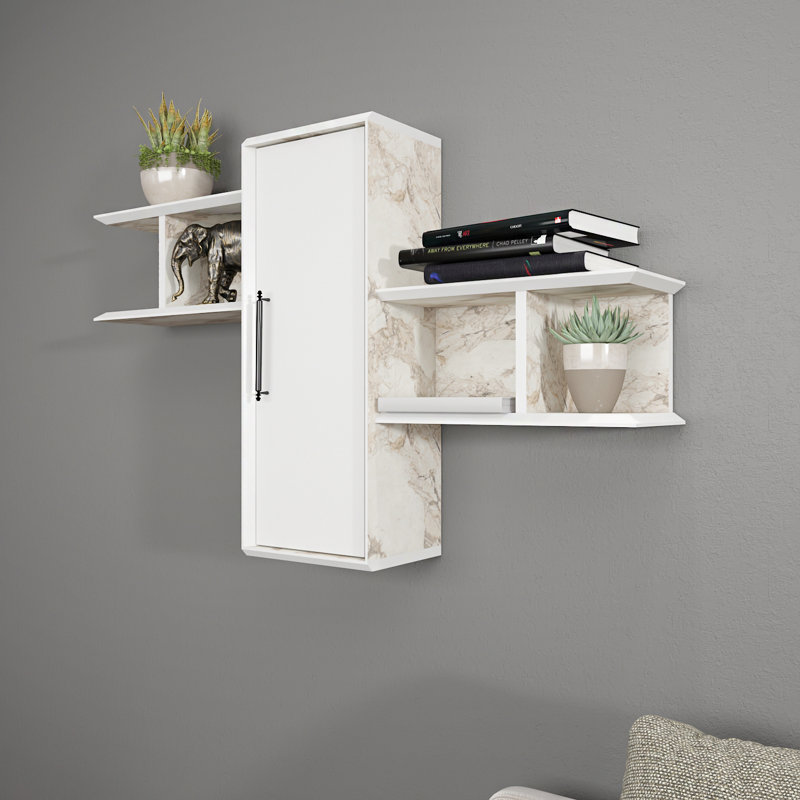 Bernhardin 4 Piece Cube Shelf, Ephesus Marble/White