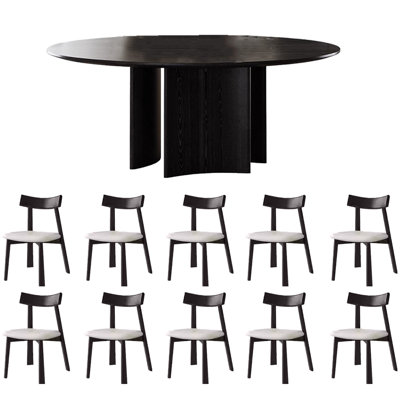 Modern light luxury round dining table and chair