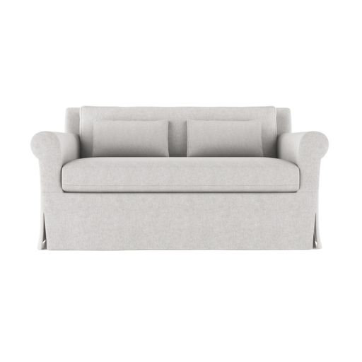 Ludlow Rolled-Arm Skirted Loveseat, 34" H x 60" W x 42" D, Plush Velvet Silver Streak, Weathered