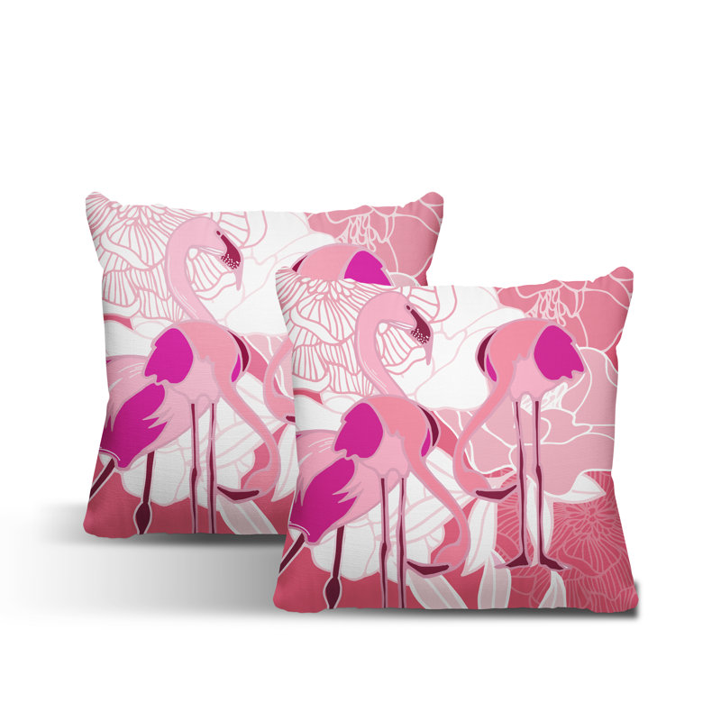 Outdoor Reversible Throw Pillow, 15W" x 15H", Pink