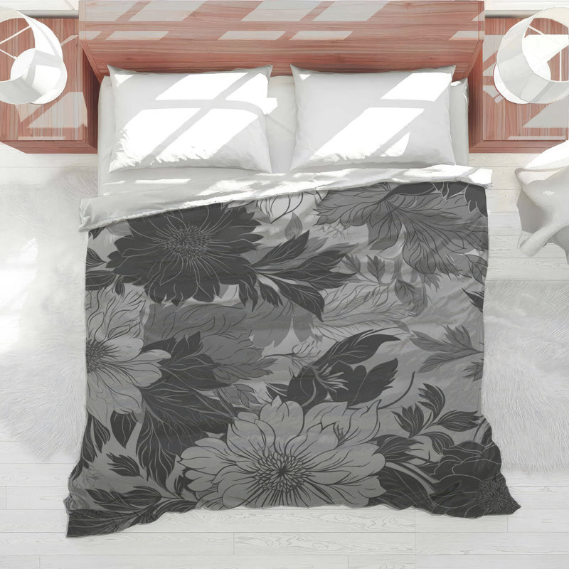 Édredon monochrome à motif floral, Simple extra long