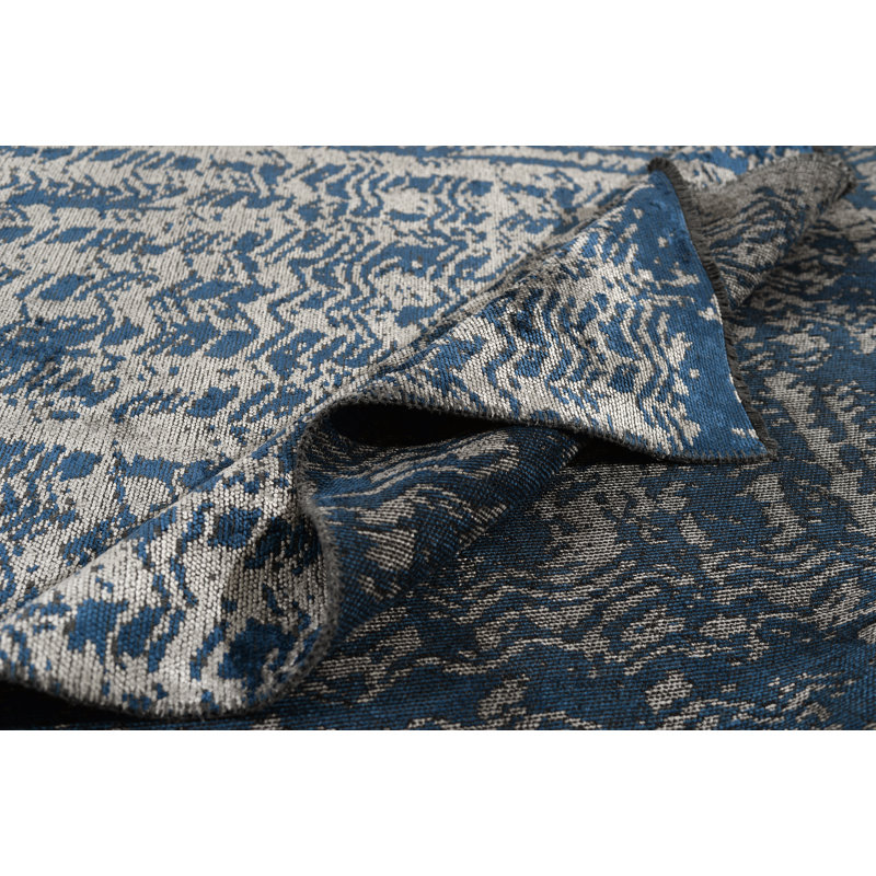 Tapis gris / bleu marine Rapture Siver, Rectangle 7 pi 10 po x 11 pi 2 po
