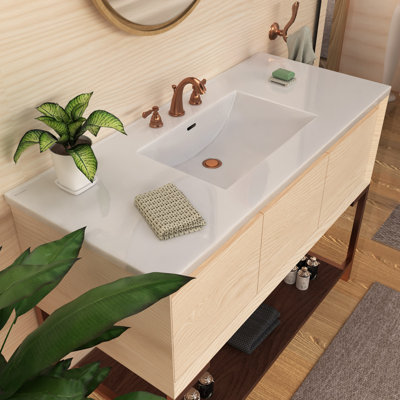 Meuble-lavabo à poser 49 po avec cuve rectangulaire intégrée et trop-plein Whitehaus