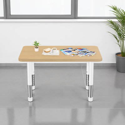Table rectangulaire 24 po x 36 po à grain de bois thermofusionné et pieds réglables - grain d'érable / blanc