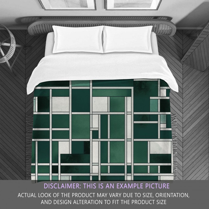 Checkered Duvet Cover, Queen Comforter, Green/Silver