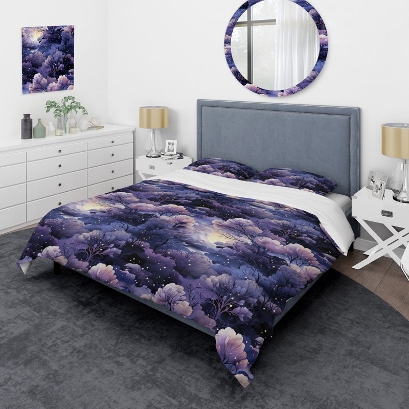 Ensemble de housse de couette Ethereal Moonbeam Moody, Housse de couette pour très grand lit et 2 très
