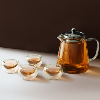 Prep & Savour Amogh 25oz. Glass Teapot Set For 4