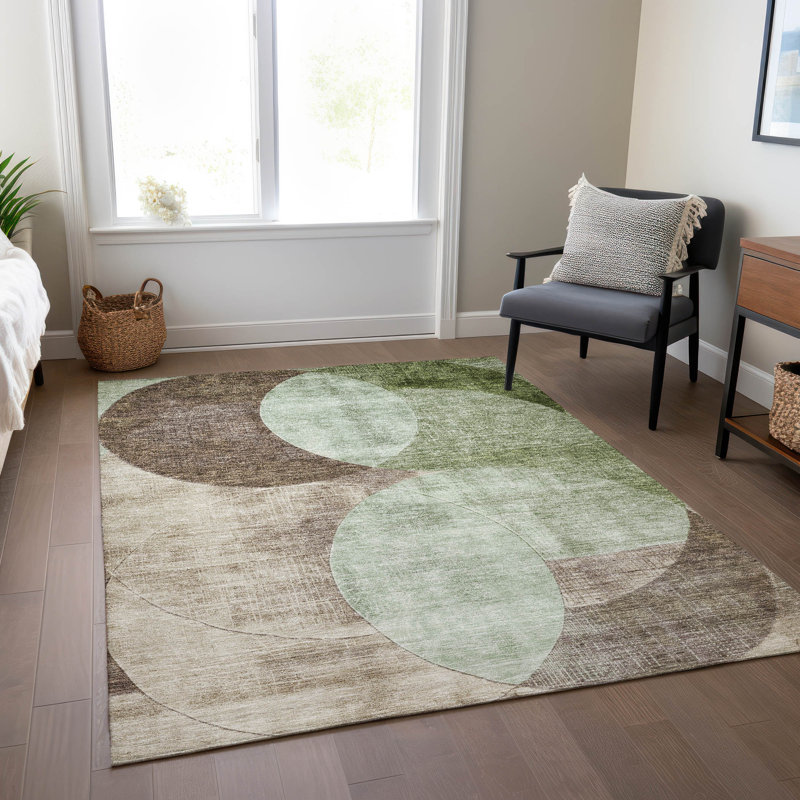 Machine Washable Indoor/Outdoor Cicel ACN1140 Aloe Rug, Rectangle 2'6" x 3'10"