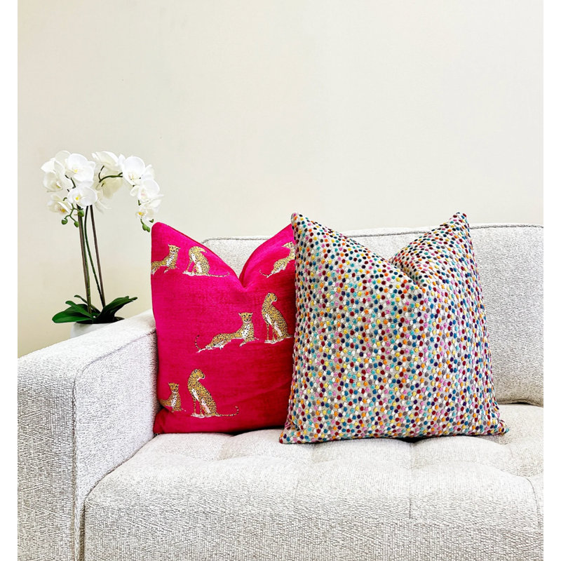 Housse de coussin Velvet Confetti, H 20 po x l 20 po, Rose