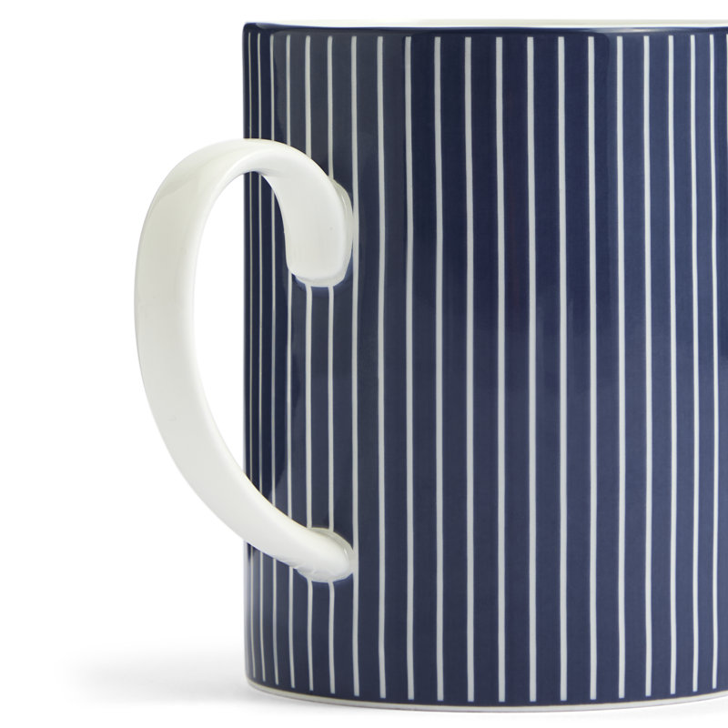 Wedgwood Gio Blue Mug 11.5floz Pinstripe, Dark Blue/White