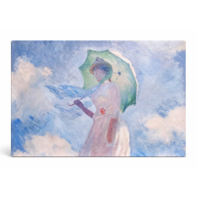 Femme avec un parasol tourné vers la droite (1886) - Paysage, art mural sur toile