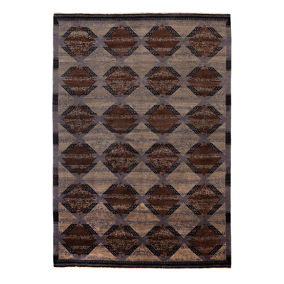 Brown Modern Wool Rug - 6'4" x 9'4"
