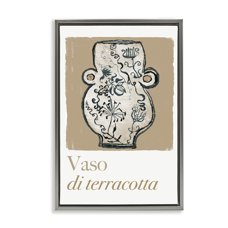  Toile flottante avec cadre naturel en terre cuite par cartissi, H 31 po x l 21 po, Cadre flottant gris lustré