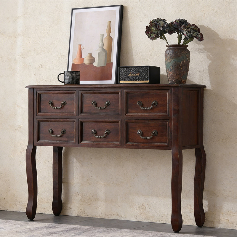 Console américaine à plusieurs tiroirs, 32,28 po H x 39,37 po L x 12,6 po P, Marron foncé