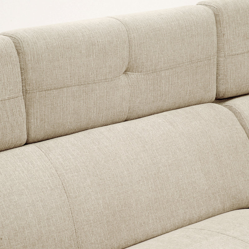 96" Multi-Functional Pull-Out Sofa Bed L-Shape Sectional Sofa With Adjustable Headrest, Beige Linen
