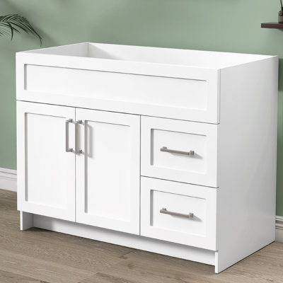 Armoire de salle de bain autoportante 42 po x P 21,5 po x H 33,44 po sans plateau blanc autoportant non assemblé