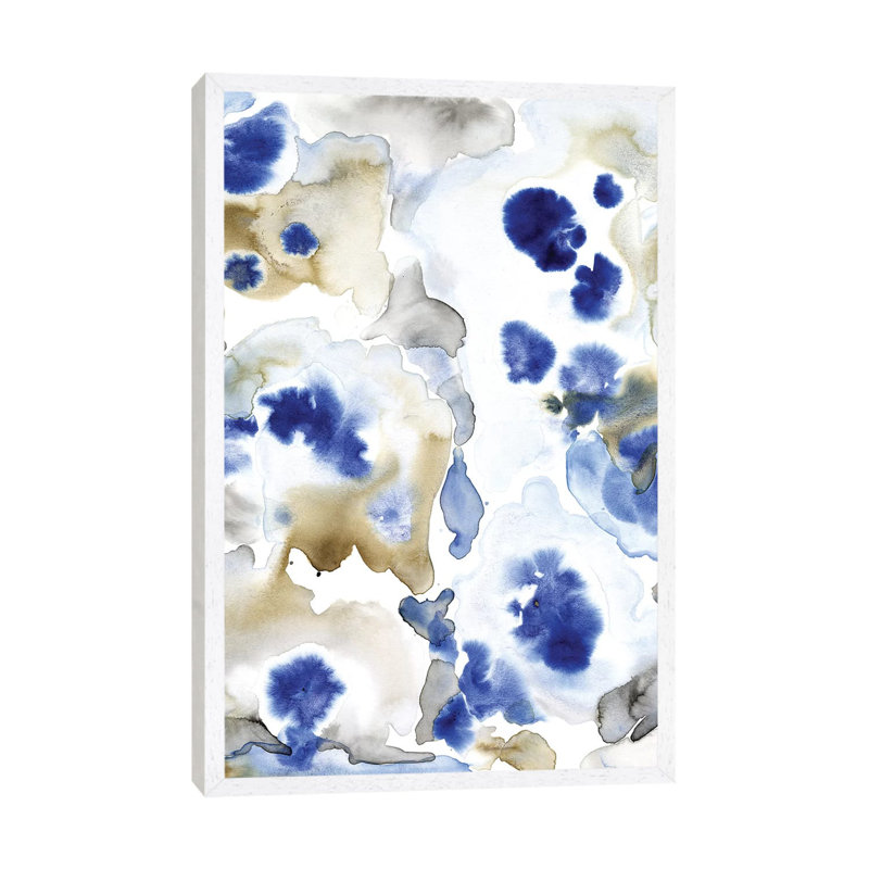 Blue Pansies II by Tim OToole - Gallery-Wrapped Canvas Giclée on Canvas, White Floater Framed, 101.6 cm H x 66.04 cm W
