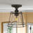 Mabelene 10 in. 1-Light Farmhouse Dimmable Semi-Flush Mount Ceiling Light in Matte Black with Clear Glass Shade
