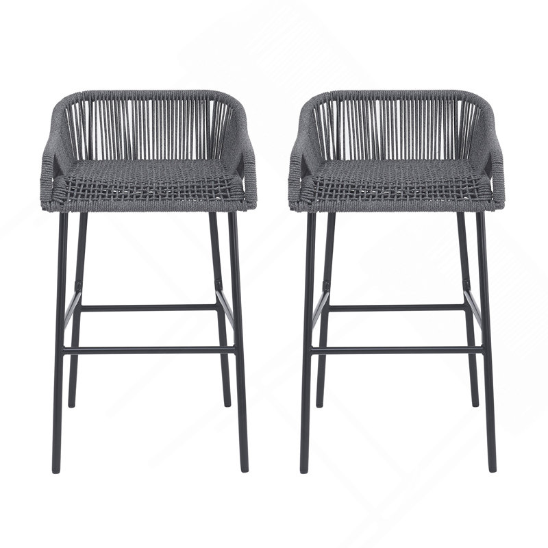 Ensemble de 2 tabourets de bar d'extérieur gris foncé, Gris foncé