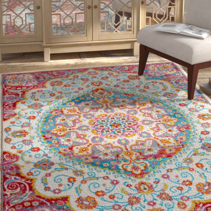 Tapis Montana aux couleurs vives, Rectangle 5 pi 2 po x 7 pi 2 po