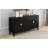 4-Door Sideboard Storage Cabinet For Living Room And Dining Room, Two Large Cabinets With Gold Handles And Adjustable Shelf, Black