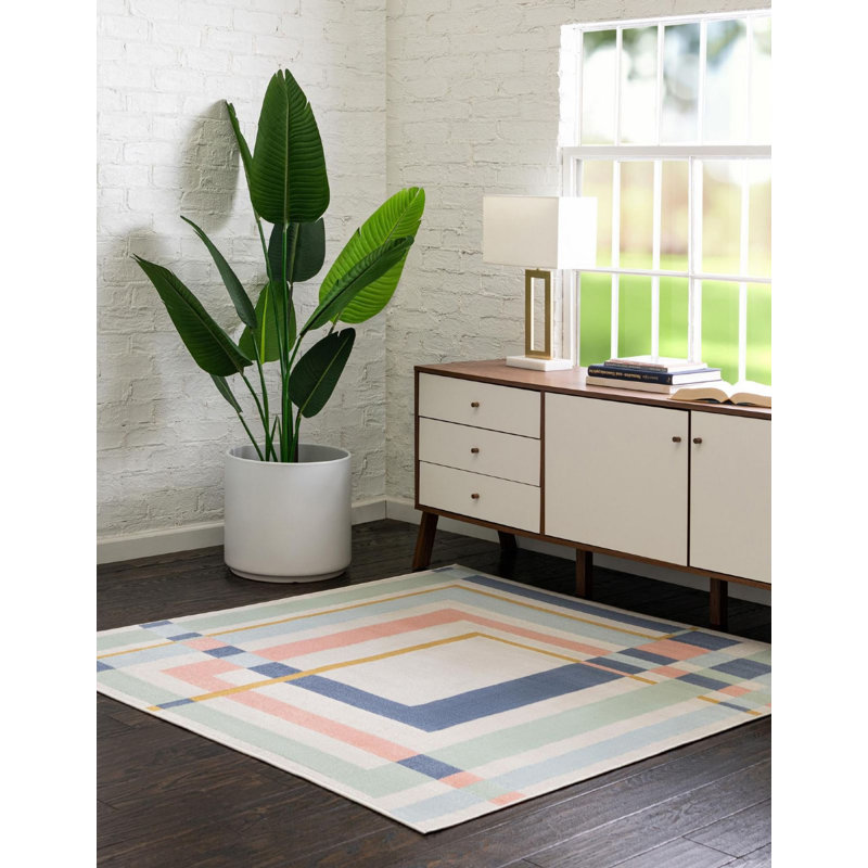 Tapis de couloir contemporain beige Nin, Carré 8 pi