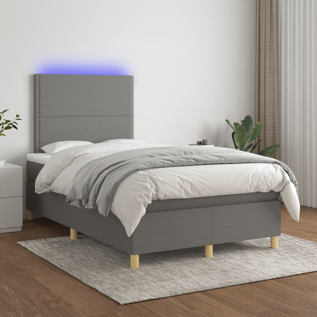 Vidaxl Boxspringbett Mit Matratze & LED Taupe 120X190 Cm Stoff