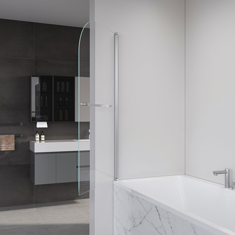 Portes de douche pliantes sans cadre pour baignoire, porte en verre trempé de 1/4 po (6 mm) d'épaisseur, porte de baignoire pivotante pour salle de bain L 31 po x H 55 po