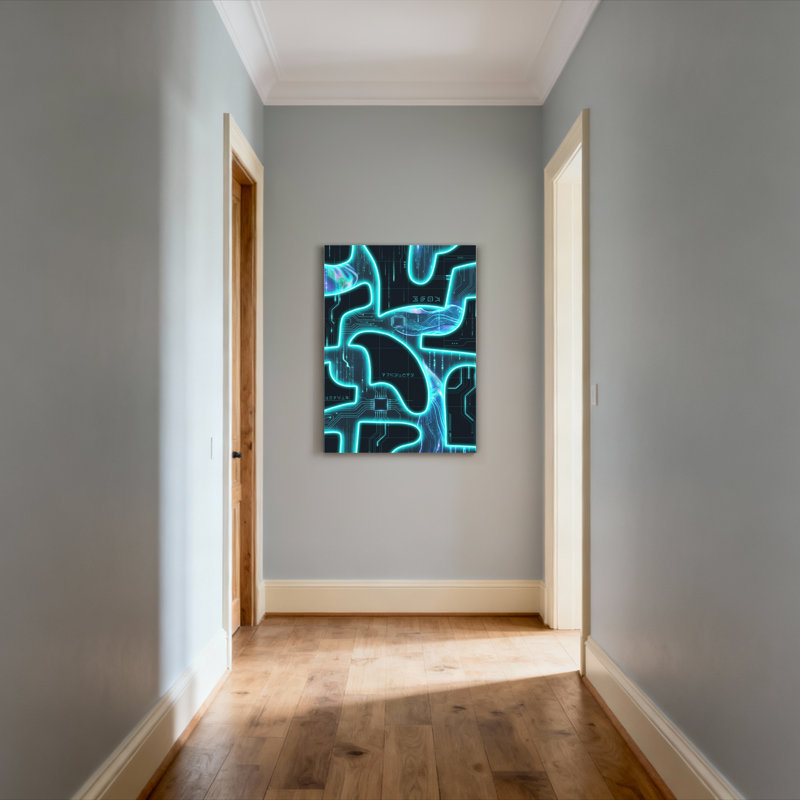 «Neon Circuit Board», technologie abstraite, impression sur toile tendue sur toile, ensemble de 1, H 40 po x l 28 po