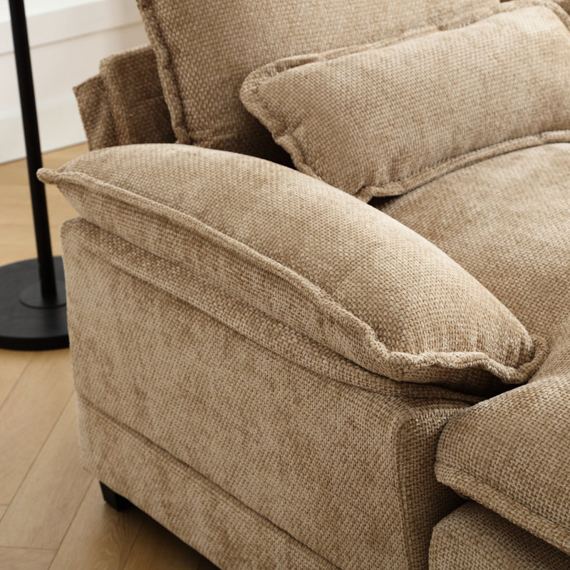 Chaise de salle à manger confortable en chenille avec une éponge ferme et une assise solide de style moderne et contemporain