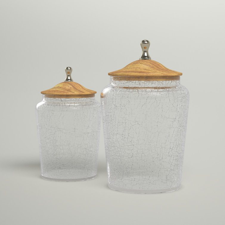 Gosling Glass Bathroom Storage Container (Set of 2) Sand & Stable