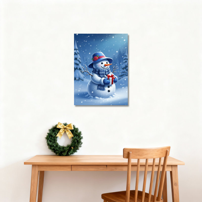 «Snowman Winter», art mural sur toile, H 18 po x l 12 po