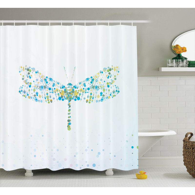 Gansett Dragonfly with Dots Single Shower Curtain, 75" H x 69" W