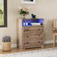 Grande table de chevet en bois à 3 tiroirs avec commode à 3 tiroirs avec lumières DEL