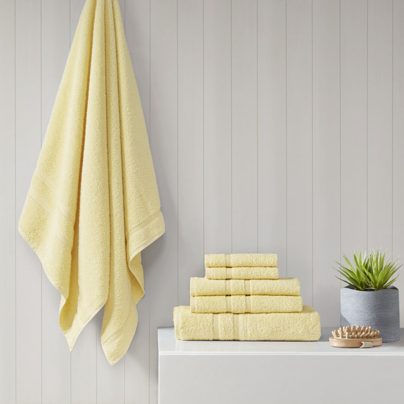 Ensemble de serviettes 6 pièces 100% coton Aegean, Jaune