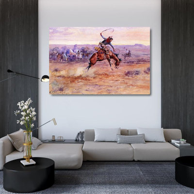 «Red Barrel Studio® Russell, Charles Marion Gallery», art sur toile titré: Bucking Bronco 54599