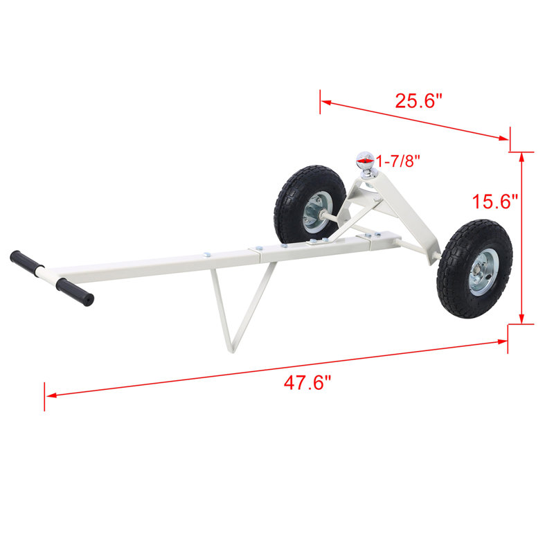 Chariot de remorque avec pneus - 600 lb Capacité de poids maximale de la langue, couleur grise
